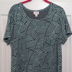 LuLaRoe Carly Dress, Teal with Black lines, Size Medium